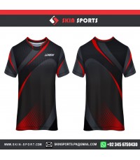 DARK GREY WITH RED STEPS  SOCCER JERSEYS